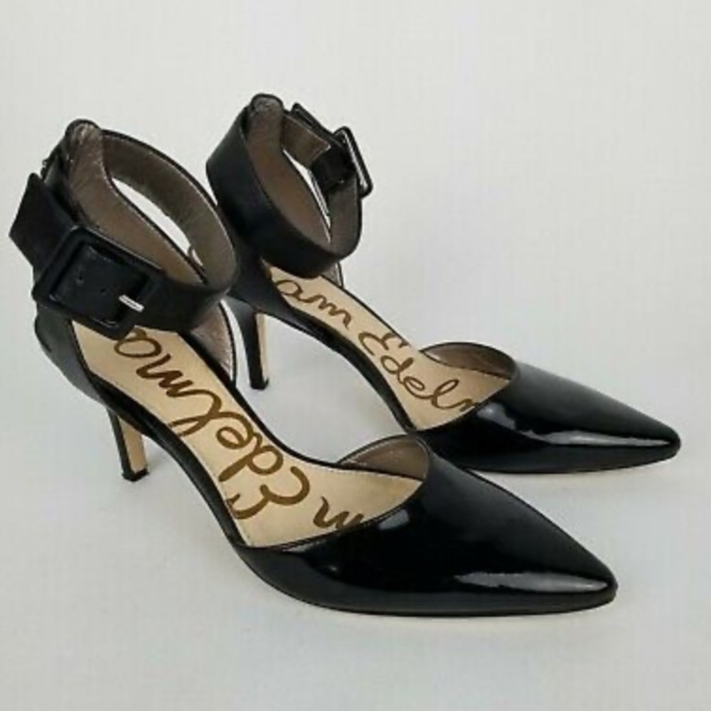 Sam Edelman Okala Ankle Strap Black Patent Leather